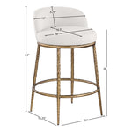 Ferro Linen Textured Performance Fabric Upholstered Counter Stool in Cream