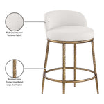 Ferro Linen Textured Performance Fabric Upholstered Counter Stool in Cream
