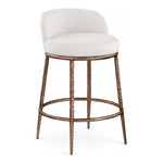 Ferro Linen Textured Performance Fabric Upholstered Counter Stool in Cream