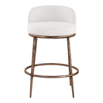 Ferro Linen Textured Performance Fabric Upholstered Counter Stool in Cream