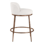 Ferro Linen Textured Performance Fabric Upholstered Counter Stool in Cream