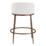 Ferro Linen Textured Performance Fabric Upholstered Counter Stool in Cream