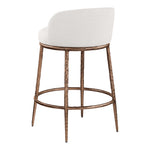 Ferro Linen Textured Performance Fabric Upholstered Counter Stool in Cream