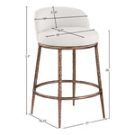 Ferro Linen Textured Performance Fabric Upholstered Counter Stool in Cream