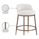 Ferro Linen Textured Performance Fabric Upholstered Counter Stool in Cream