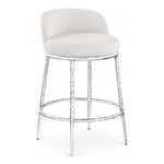 Ferro Linen Textured Performance Fabric Upholstered Counter Stool in Cream