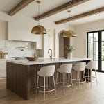 Ferro Linen Textured Performance Fabric Upholstered Counter Stool in Cream