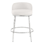 Ferro Linen Textured Performance Fabric Upholstered Counter Stool in Cream