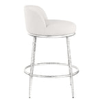 Ferro Linen Textured Performance Fabric Upholstered Counter Stool in Cream