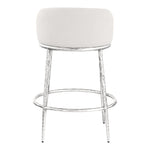 Ferro Linen Textured Performance Fabric Upholstered Counter Stool in Cream