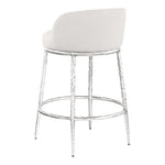 Ferro Linen Textured Performance Fabric Upholstered Counter Stool in Cream