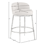 Ferro Linen Textured Performance Fabric Upholstered Counter Stool in Cream