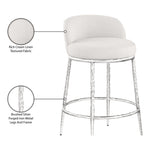 Ferro Linen Textured Performance Fabric Upholstered Counter Stool in Cream