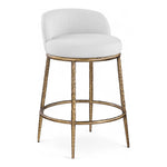 Ferro Linen Textured Performance Fabric Upholstered Counter Stool in White