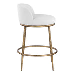 Ferro Linen Textured Performance Fabric Upholstered Counter Stool in White