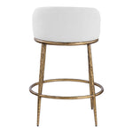 Ferro Linen Textured Performance Fabric Upholstered Counter Stool in White
