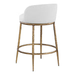 Ferro Linen Textured Performance Fabric Upholstered Counter Stool in White