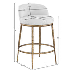 Ferro Linen Textured Performance Fabric Upholstered Counter Stool in White