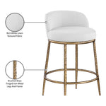 Ferro Linen Textured Performance Fabric Upholstered Counter Stool in White