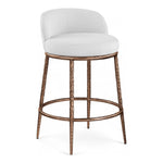 Ferro Linen Textured Performance Fabric Upholstered Counter Stool in White