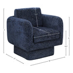 Alessandra Chenille Fabric Upholstered Swivel Accent Chair in Navy
