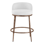 Ferro Linen Textured Performance Fabric Upholstered Counter Stool in White
