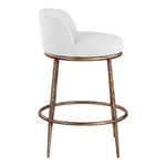 Ferro Linen Textured Performance Fabric Upholstered Counter Stool in White