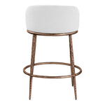 Ferro Linen Textured Performance Fabric Upholstered Counter Stool in White