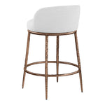 Ferro Linen Textured Performance Fabric Upholstered Counter Stool in White