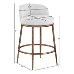 Ferro Linen Textured Performance Fabric Upholstered Counter Stool in White