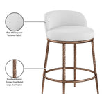 Ferro Linen Textured Performance Fabric Upholstered Counter Stool in White