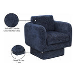 Alessandra Chenille Fabric Upholstered Swivel Accent Chair in Navy