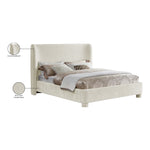 Penny Chenille Fabric Upholstered Queen Bed in Cream