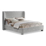 Penny Chenille Fabric Upholstered Queen Bed in Grey