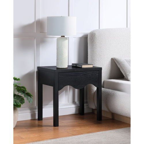 Fiora Oak Veneer Nightstand in Black