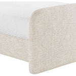 Fira Linen Textured Fabric Upholstered King Bed in Beige