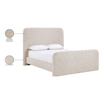 Fira Linen Textured Fabric Upholstered King Bed in Beige