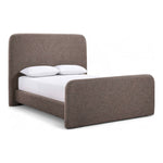 Fira Linen Textured Fabric Upholstered King Bed in Brown