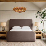 Fira Linen Textured Fabric Upholstered King Bed in Brown