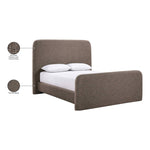 Fira Linen Textured Fabric Upholstered King Bed in Brown