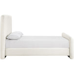 Fira Linen Textured Fabric Upholstered King Bed in Cream