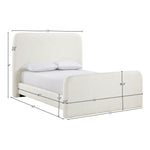 Fira Linen Textured Fabric Upholstered King Bed in Cream