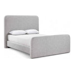 Fira Linen Textured Fabric Upholstered King Bed in Grey