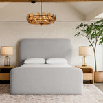 Fira Linen Textured Fabric Upholstered King Bed in Grey