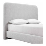 Fira Linen Textured Fabric Upholstered King Bed in Grey