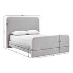 Fira Linen Textured Fabric Upholstered King Bed in Grey