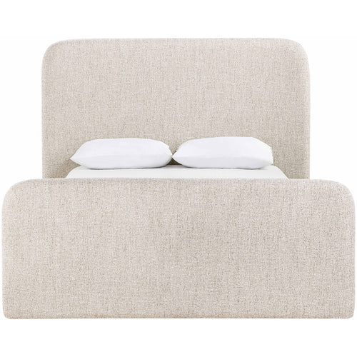 Fira Linen Textured Fabric Upholstered Queen Bed in Beige
