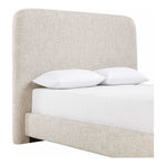 Fira Linen Textured Fabric Upholstered Queen Bed in Beige