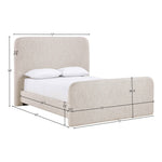 Fira Linen Textured Fabric Upholstered Queen Bed in Beige