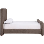Fira Linen Textured Fabric Upholstered Queen Bed in Brown
